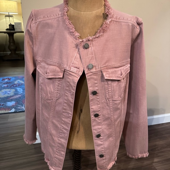 Liverpool Light Pink Frayed Jean Jacket - Picture 2 of 4